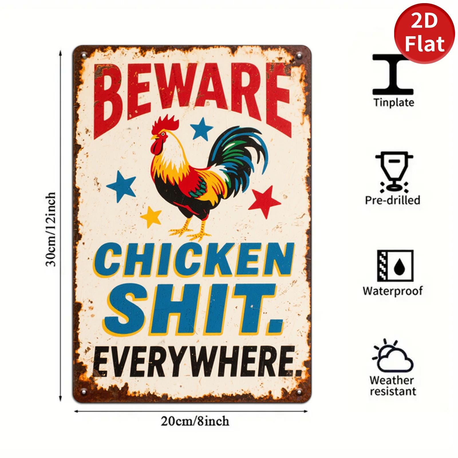 Vintage Metal Farm Sign: Rooster Humor, Rustic Farmhouse Decor