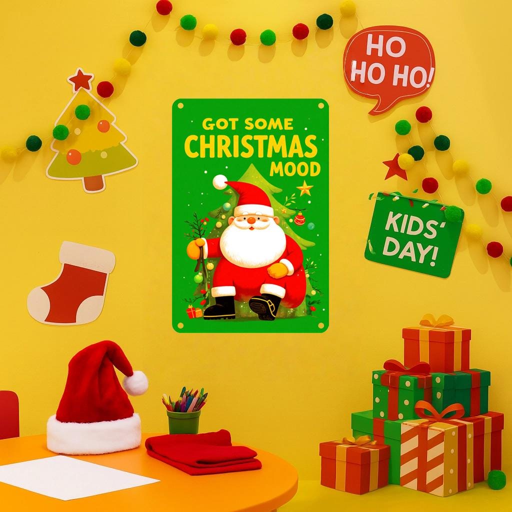 Santa Claus Metal Wall Art: Festive Christmas Holiday Decor