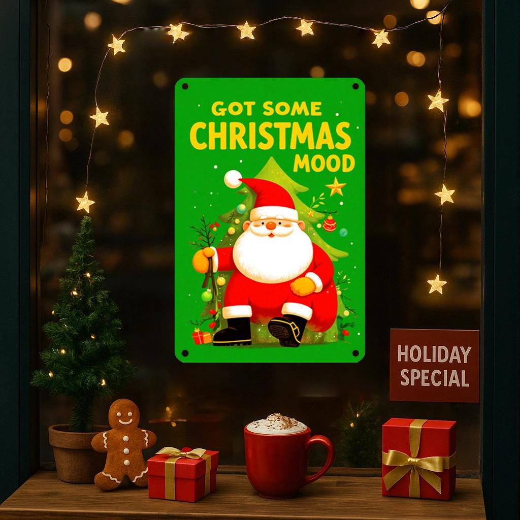 Santa Claus Metal Wall Art: Festive Christmas Holiday Decor