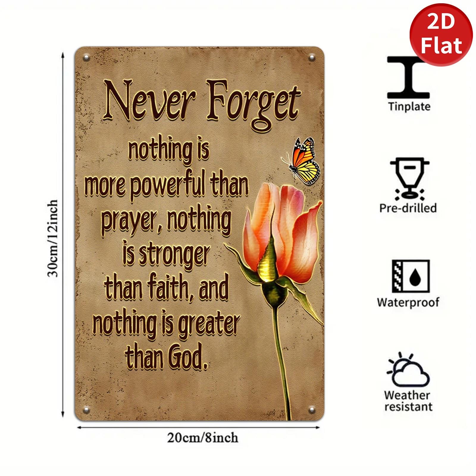 Inspirational Metal Sign: Rose, Butterfly, Prayer Quote - Religious Wall Art