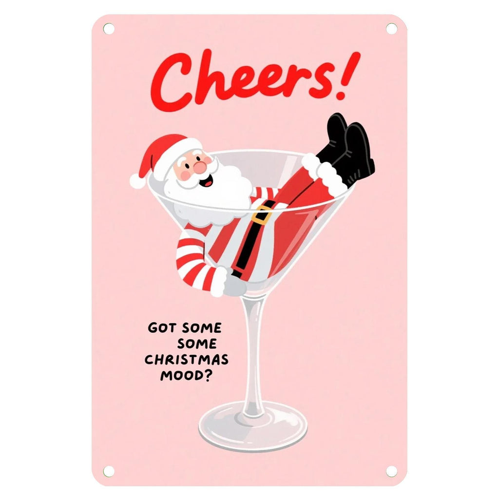 Funny Santa Claus Bar Sign: Christmas Holiday Metal Wall Art