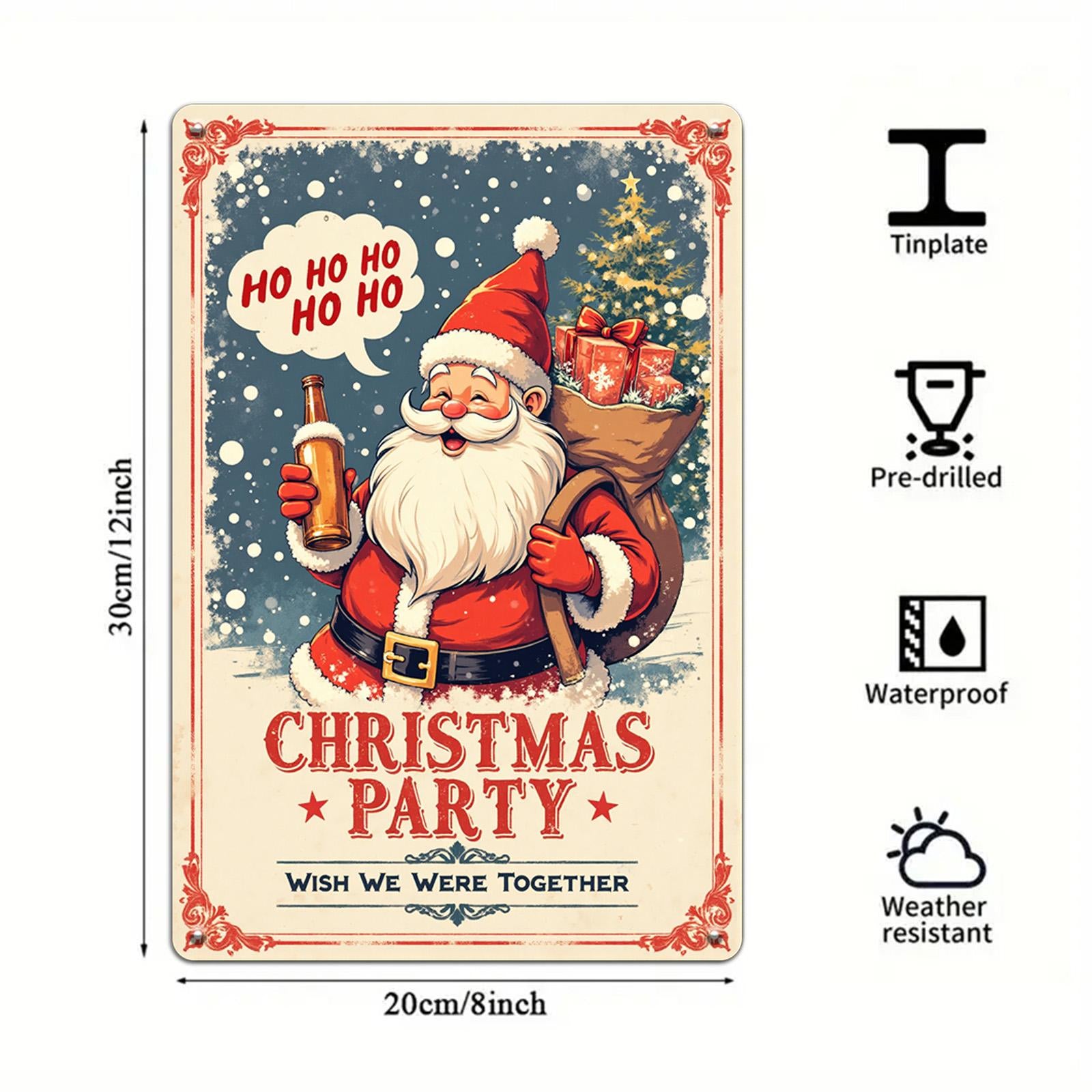 Vintage Santa Claus Metal Bar Sign: Festive Christmas Decor