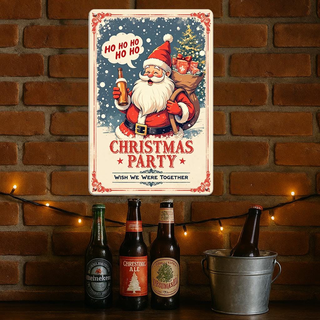 Vintage Santa Claus Metal Bar Sign: Festive Christmas Decor