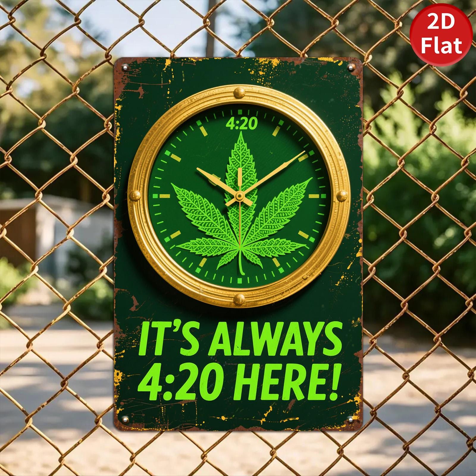 Botanical Leaf Retro Wall Clock - 4:20 Vintage Kitchen Decor