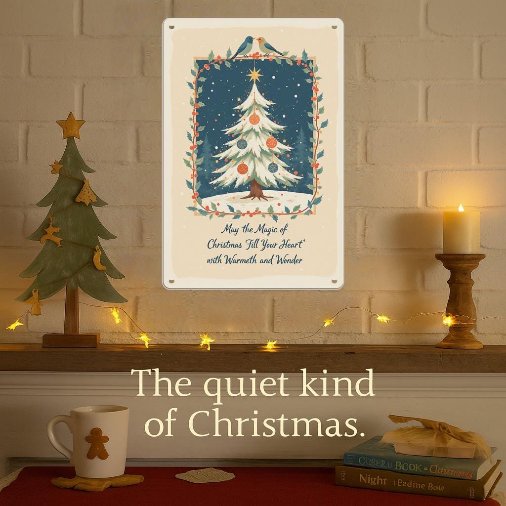 Vintage Christmas Tree Metal Sign: Rustic Holiday Wall Decor