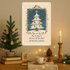 Plaque Métal Sapin de Noël Vintage | Décoration Murale de Noël Rustique