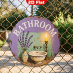 Vintage Lavender Bathroom Sign: Rustic Farmhouse Metal Wall Art
