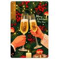 Christmas Champagne Metal Sign: Festive Holiday Party Decor
