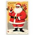 Funny Santa Pizza Metal Sign: Unique Christmas Holiday Decor