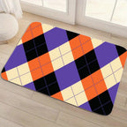 Lila & orangefarbene Argyle-Fußmatte | Moderner, rutschfester Teppich