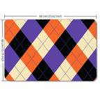 Lila & orangefarbene Argyle-Fußmatte | Moderner, rutschfester Teppich