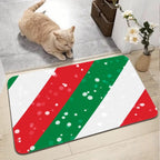 Tapis de sol Noël Rayures Bonbon | Tapis de Noël rouge et vert, antidérapant