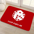 Red Dice Rug – "Luck Finds Me" Non-Slip Entryway Mat