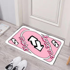 Tapis de sol rose à motif « Love Me » | Tapis d'entrée antidérapant