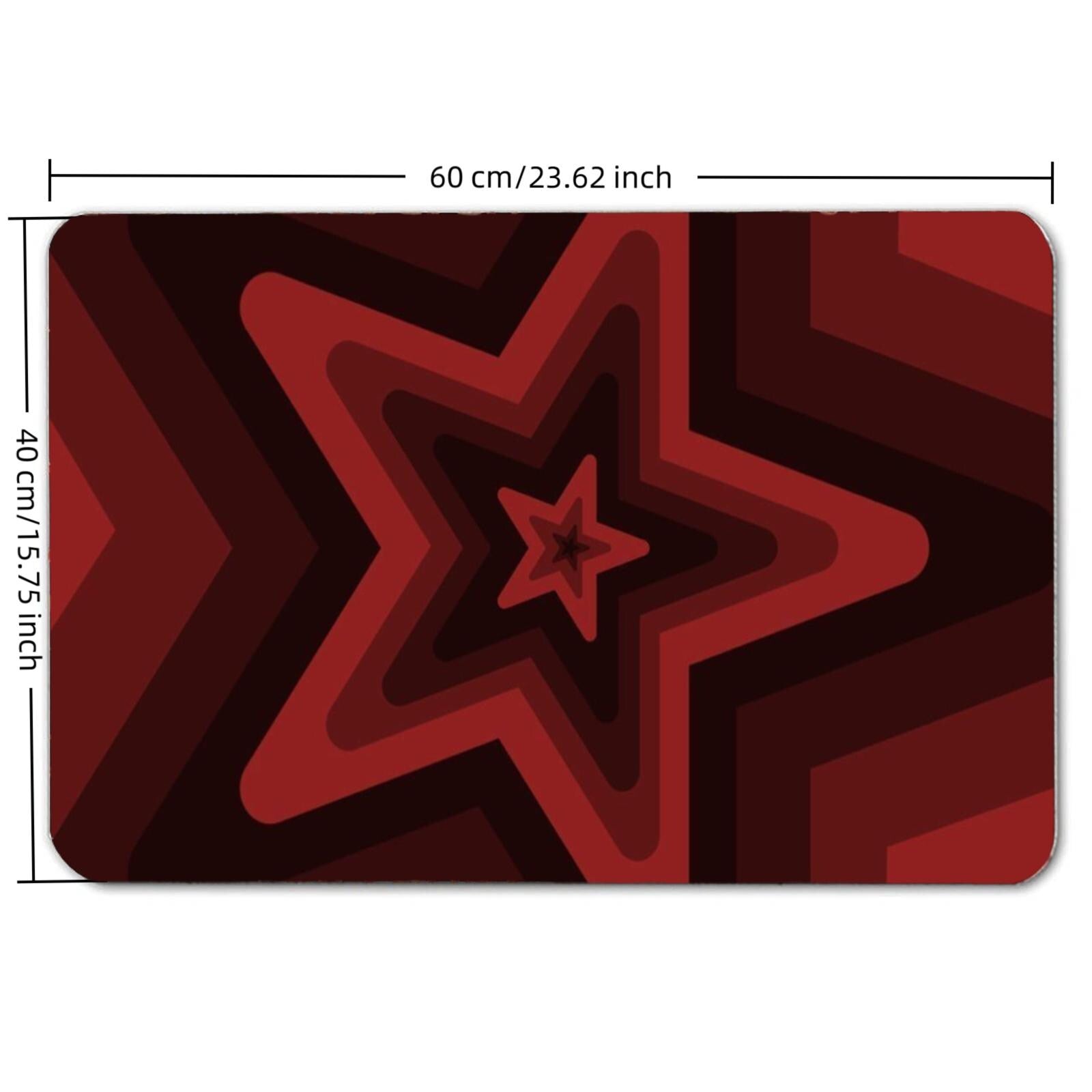 Retro Red Star Optical Illusion Mat – Non-Slip Geometric Doormat