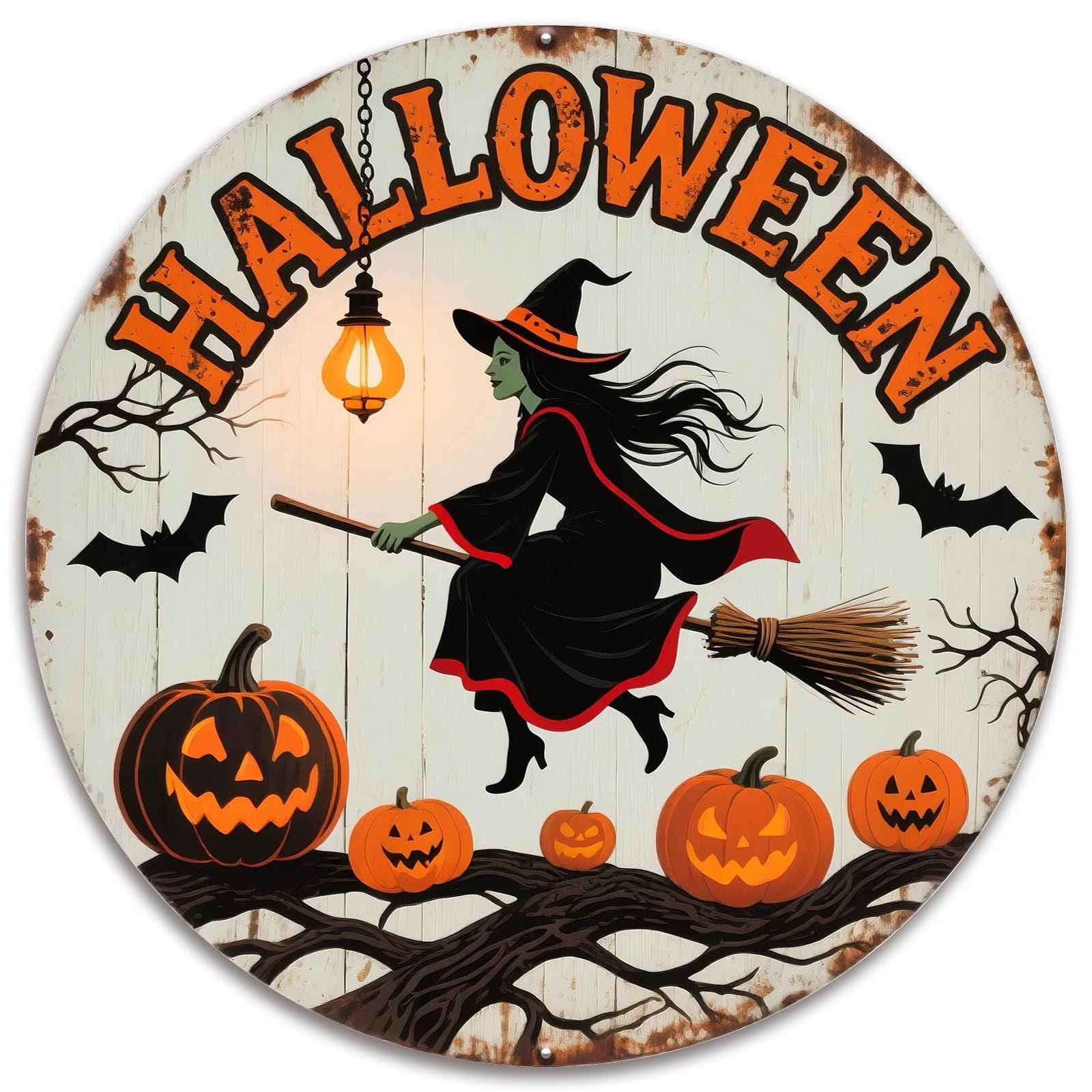 Halloween Witch Metal Sign: Vintage Spooky Wall Art Decor