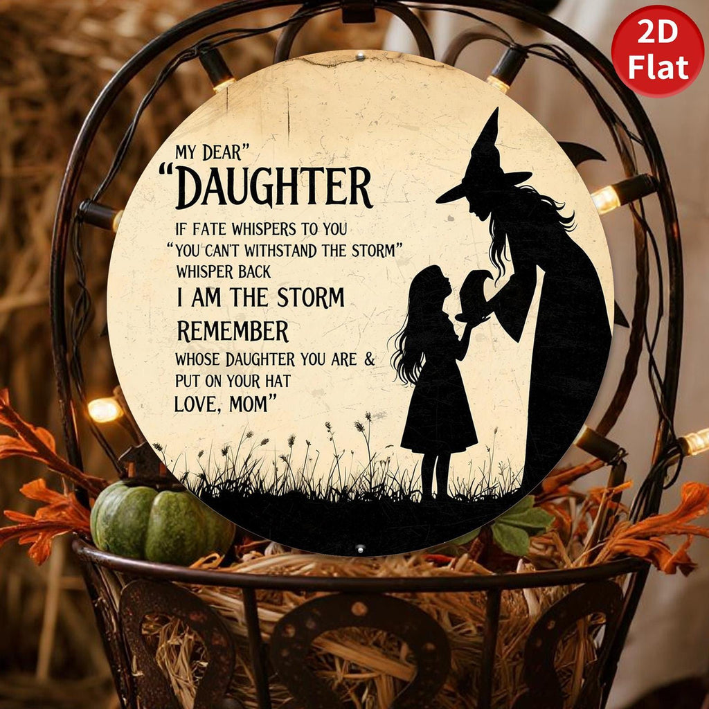 Dear Daughter Witch Sign: Inspirational Gothic Metal Wall Art
