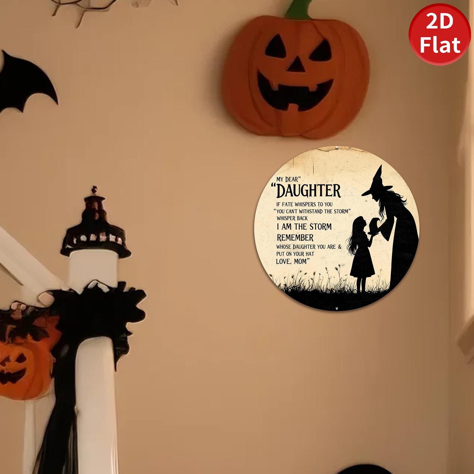 Dear Daughter Witch Sign: Inspirational Gothic Metal Wall Art