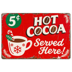 Pancarte métallique vintage pour chocolat chaud | Décoration de cuisine de Noël rétro