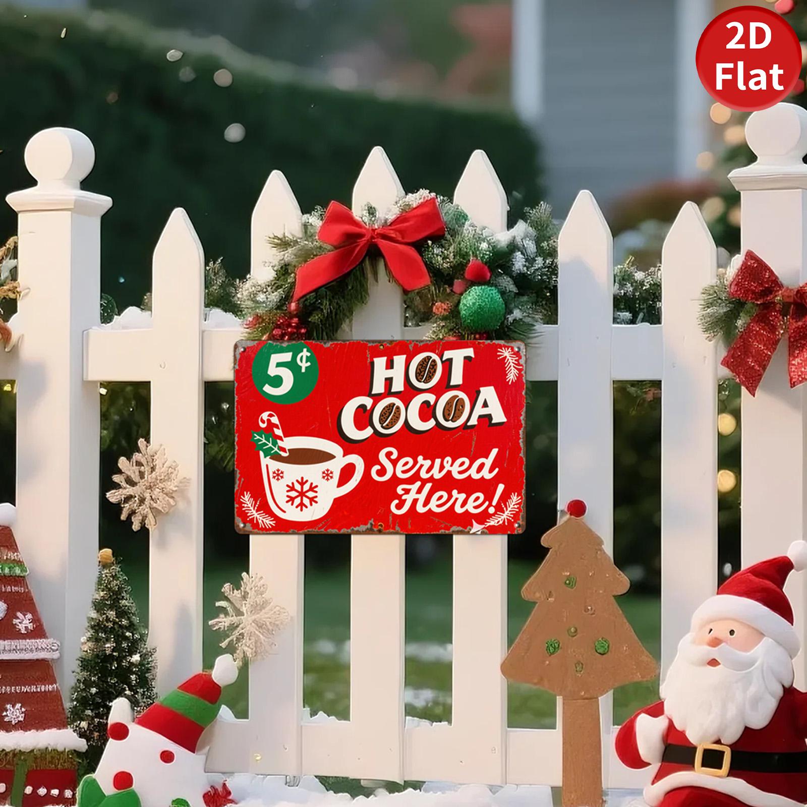 Vintage Hot Cocoa Metal Sign: Retro Christmas Kitchen Decor