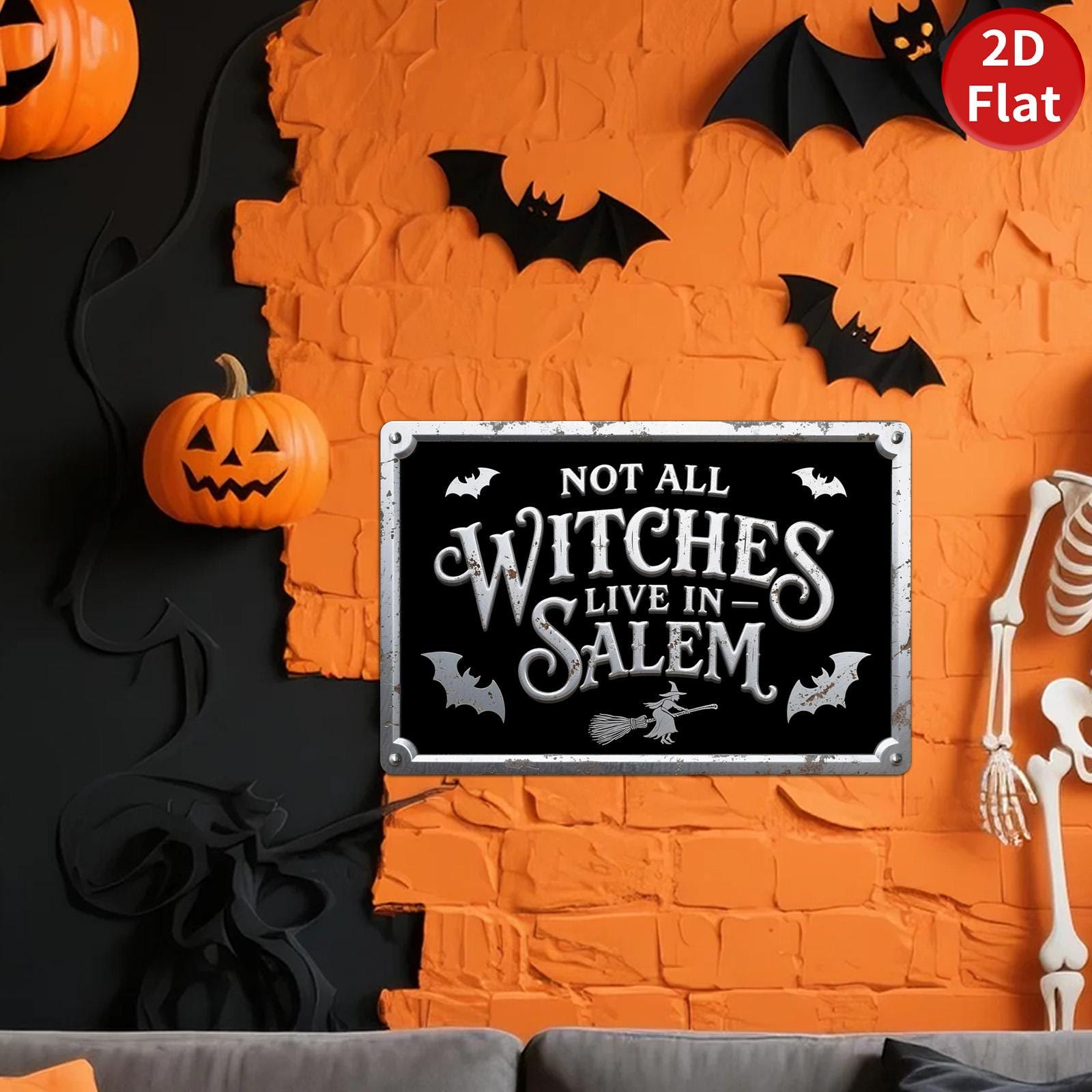 Gothic Witch Metal Sign: Vintage Halloween Occult Decor