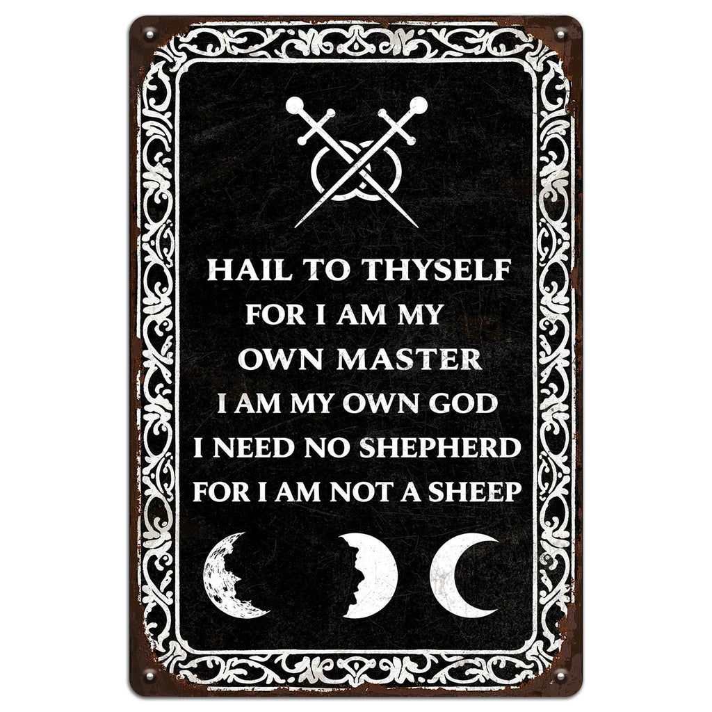 Occult Metal Sign: Gothic Pagan Moon Phases Wall Art