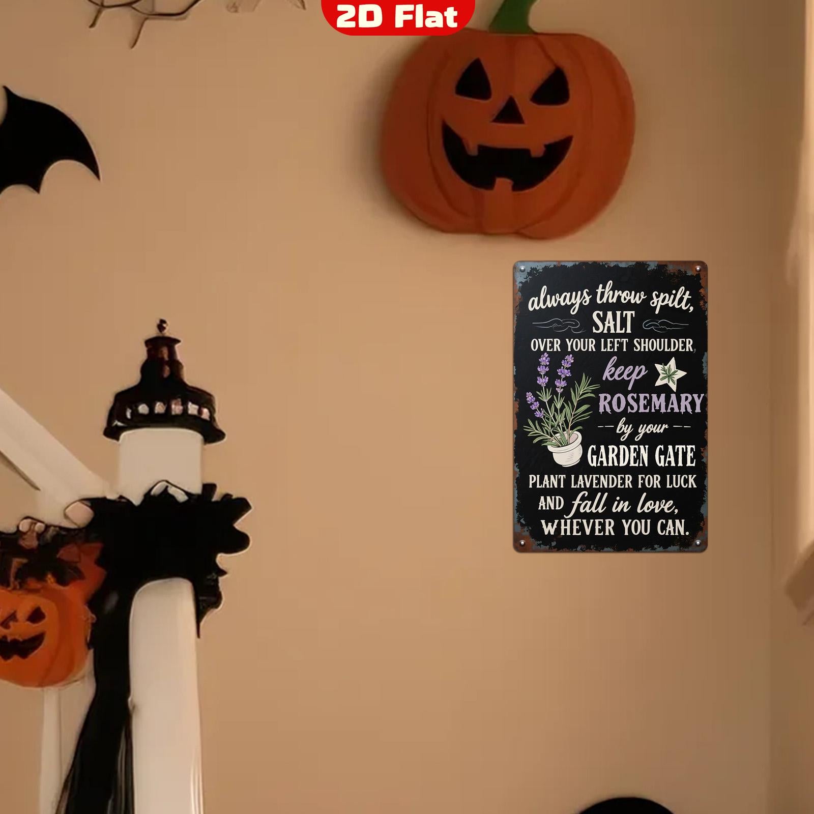 Rosemary & Lavender Metal Herb Sign: Vintage Witch Garden Decor