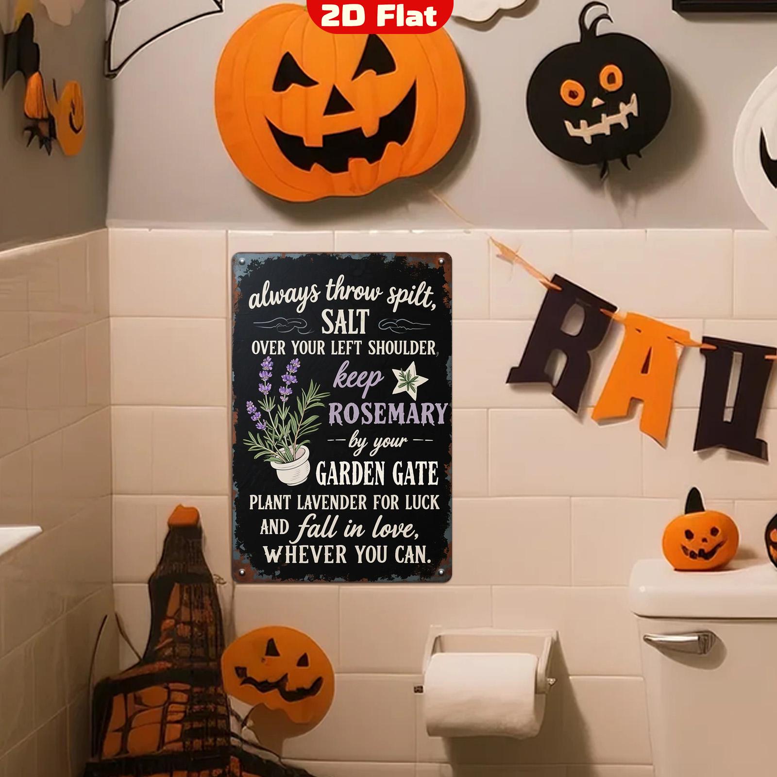 Rosemary & Lavender Metal Herb Sign: Vintage Witch Garden Decor