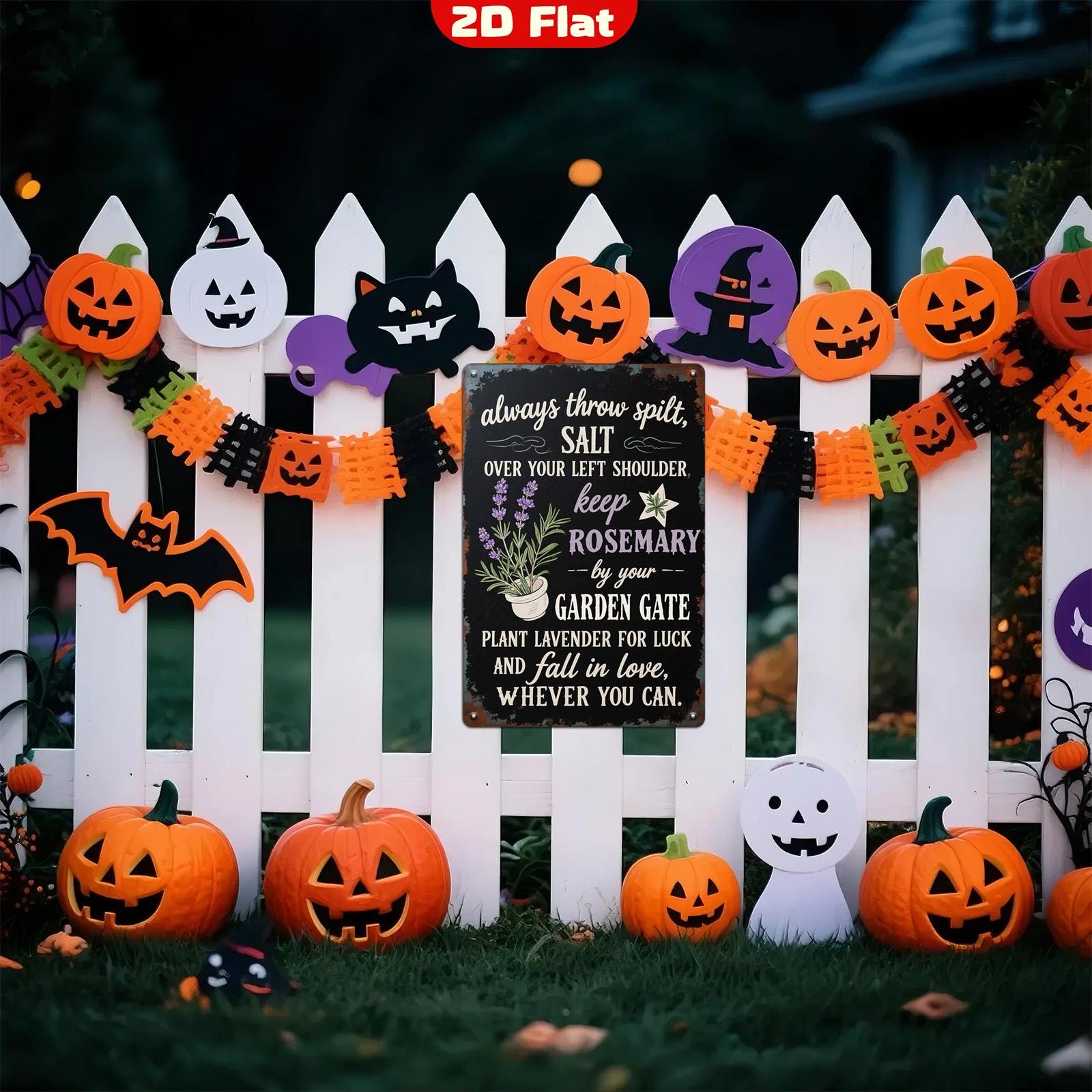 Rosemary & Lavender Metal Herb Sign: Vintage Witch Garden Decor