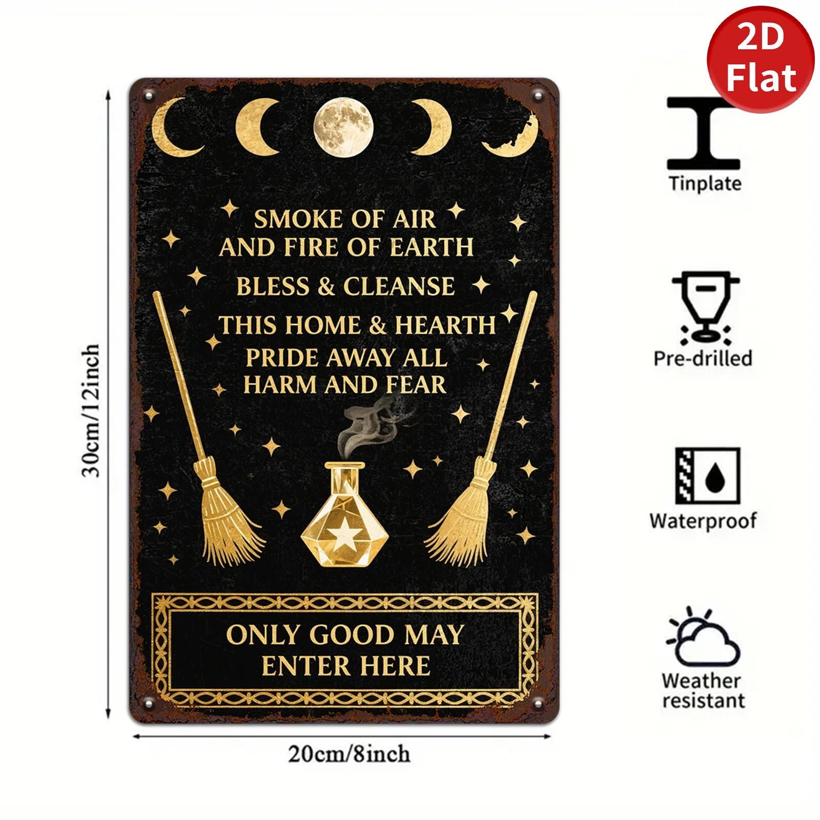 Wicca Moon Phases Metal Sign: Witchy Pagan Home Decor