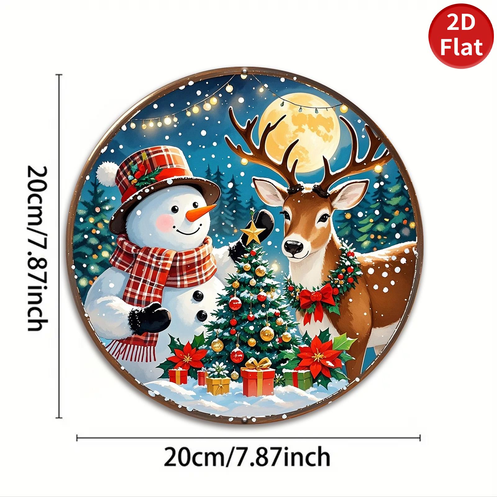 Vintage Christmas Metal Wall Art: Snowman & Deer Holiday Decor