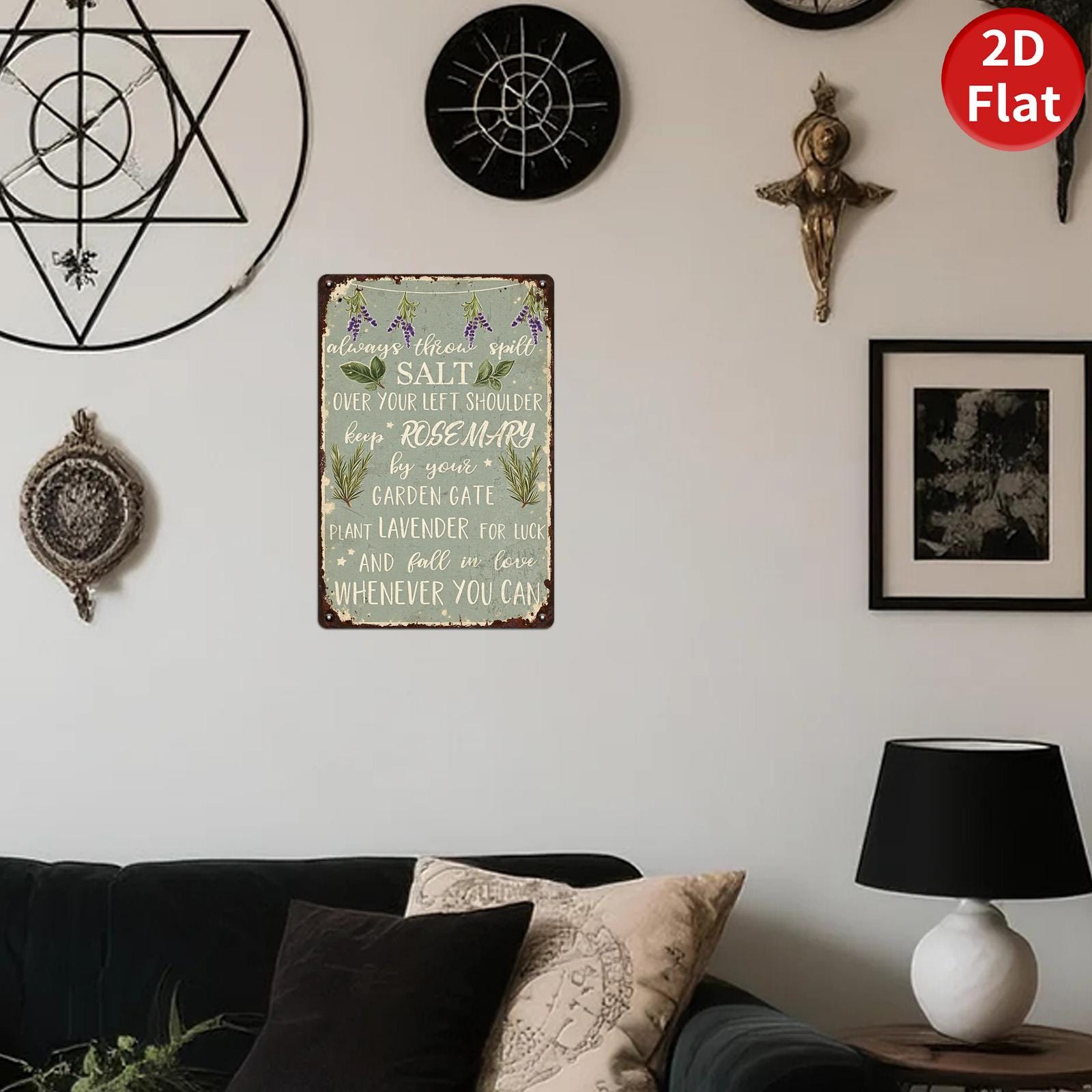 Herbal Witch Kitchen Metal Sign: Cottagecore Wicca Home Decor