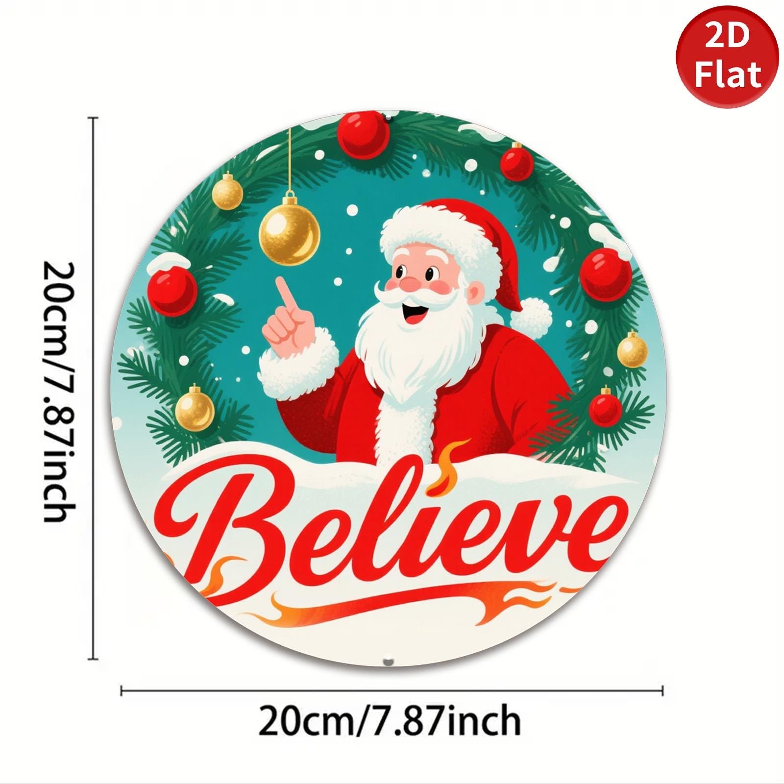 Vintage Santa Claus Metal Sign: Rustic Christmas Holiday Decor