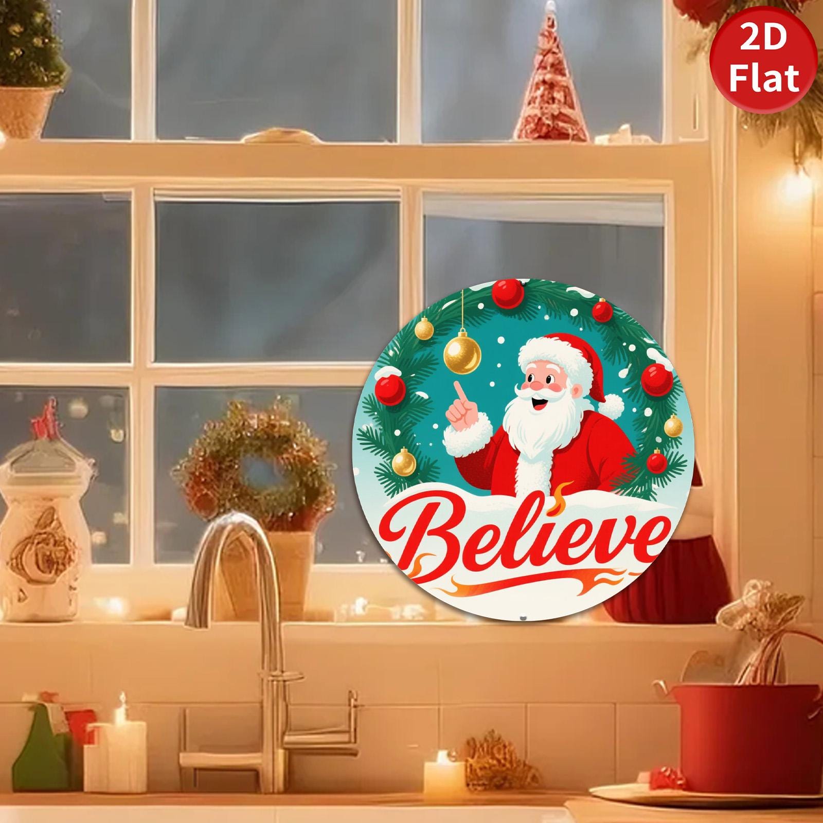 Vintage Santa Claus Metal Sign: Rustic Christmas Holiday Decor