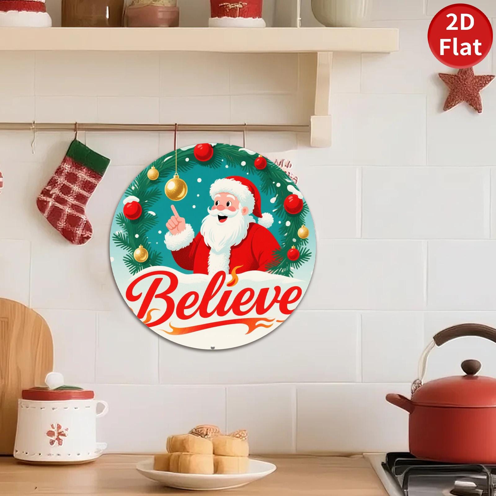 Vintage Santa Claus Metal Sign: Rustic Christmas Holiday Decor