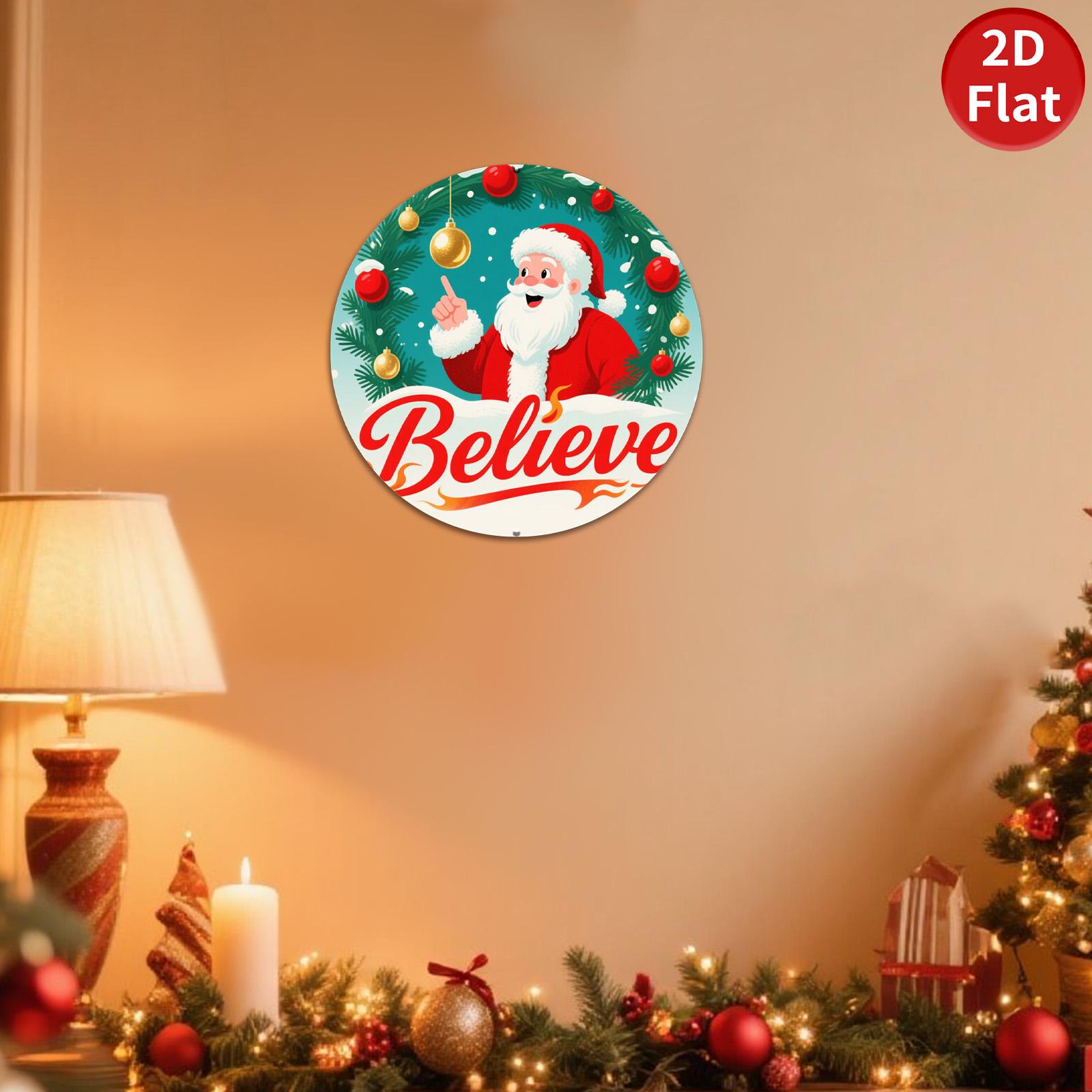 Vintage Santa Claus Metal Sign: Rustic Christmas Holiday Decor