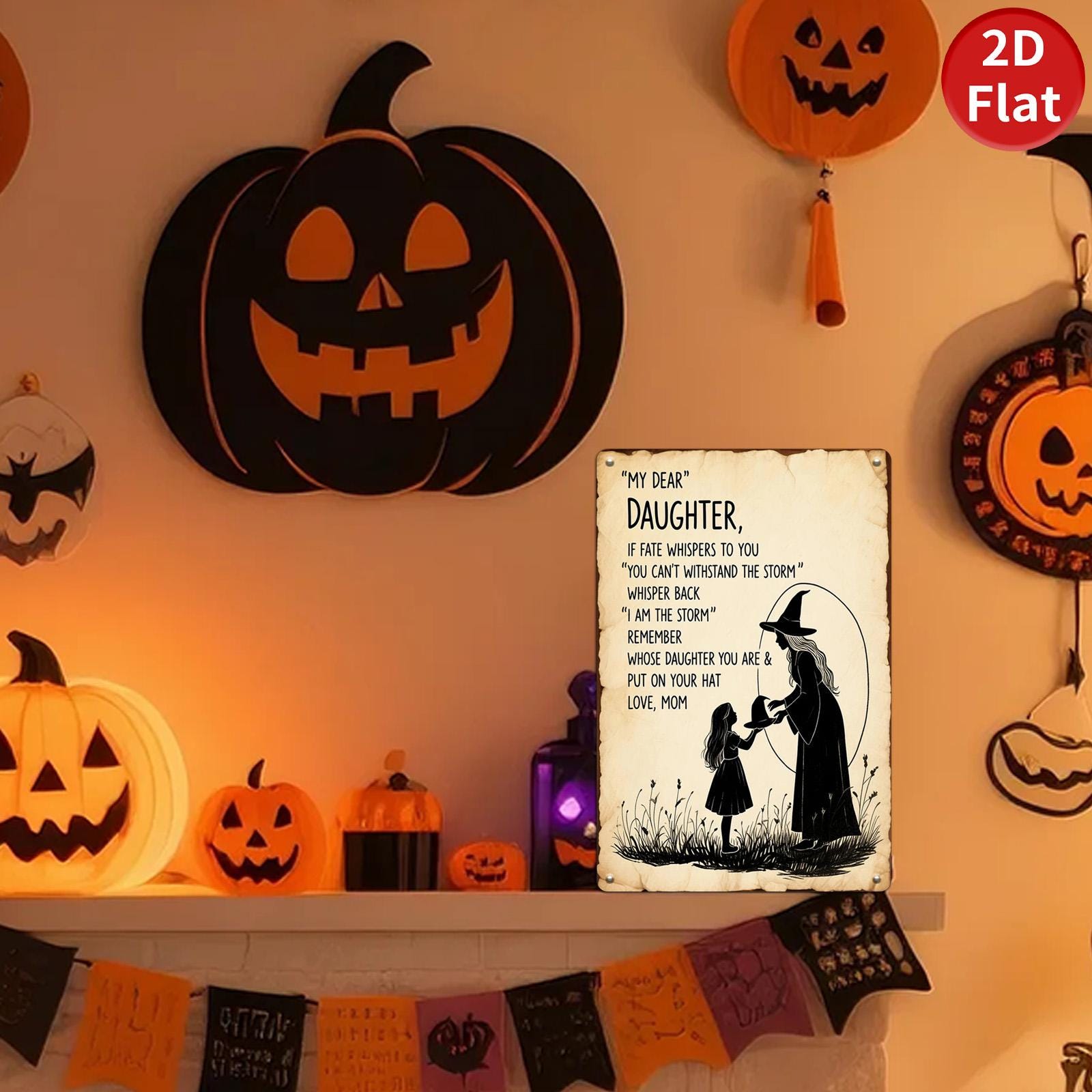 Inspirational Witch Metal Sign: Vintage Halloween Home Decor