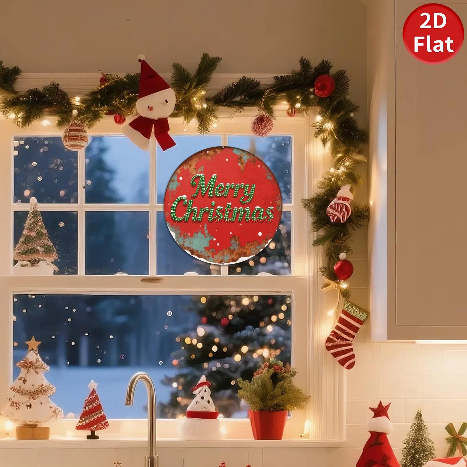 Retro Christmas Metal Sign: Rustic Holiday Wall Art