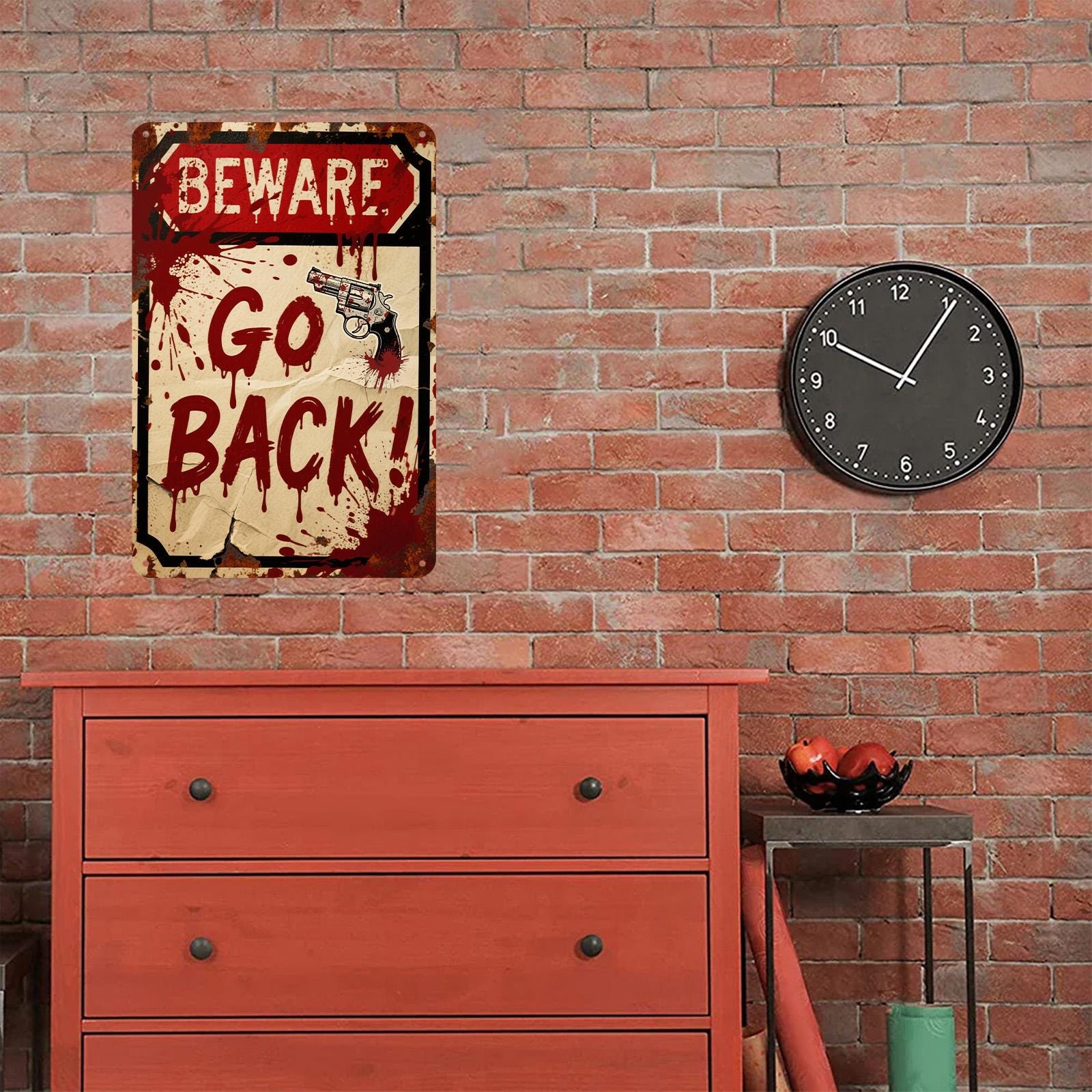 Scary Bloody Metal Horror Sign: Haunted House Halloween Decor