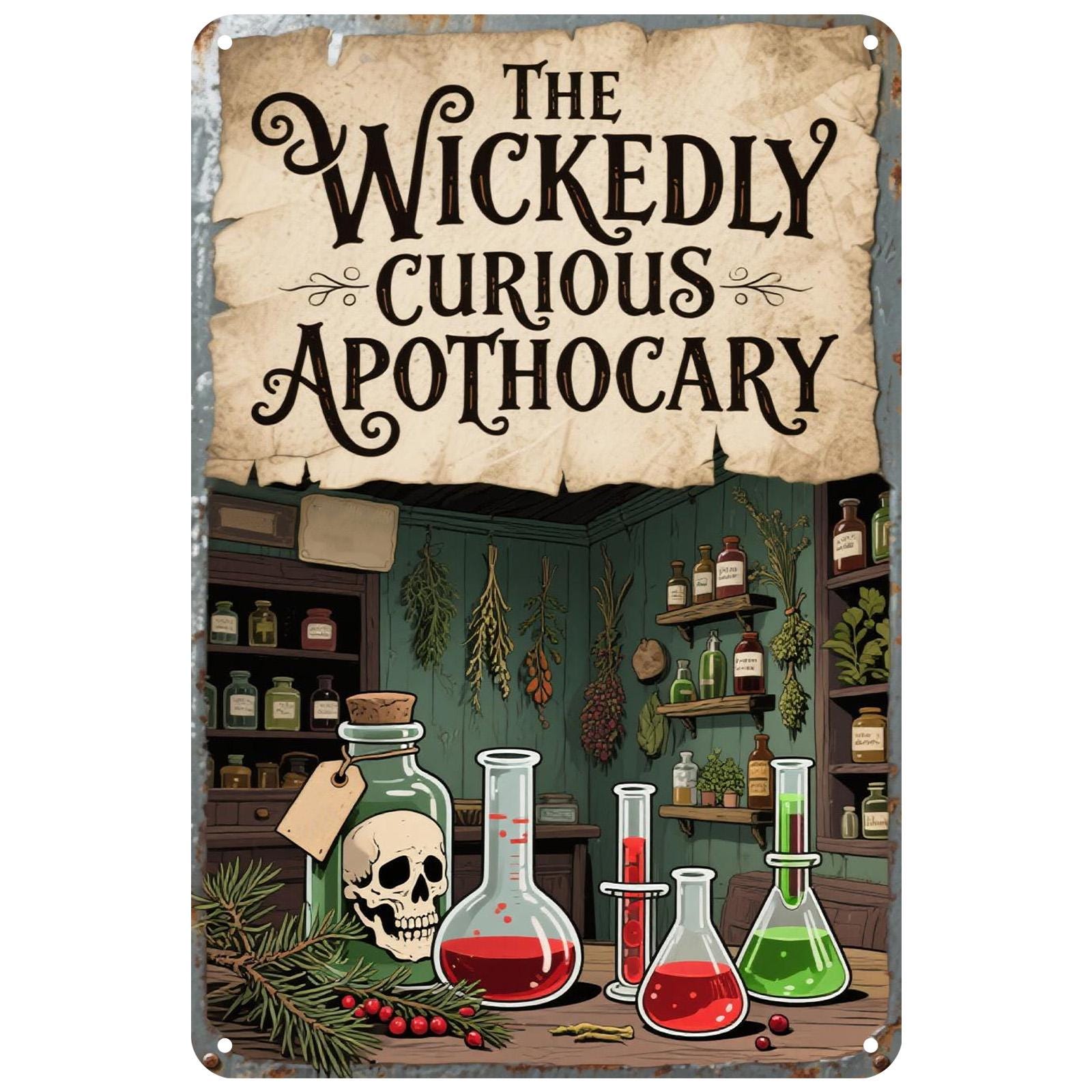 Apothecary Metal Sign: Witch Potion, Gothic Skull Decor