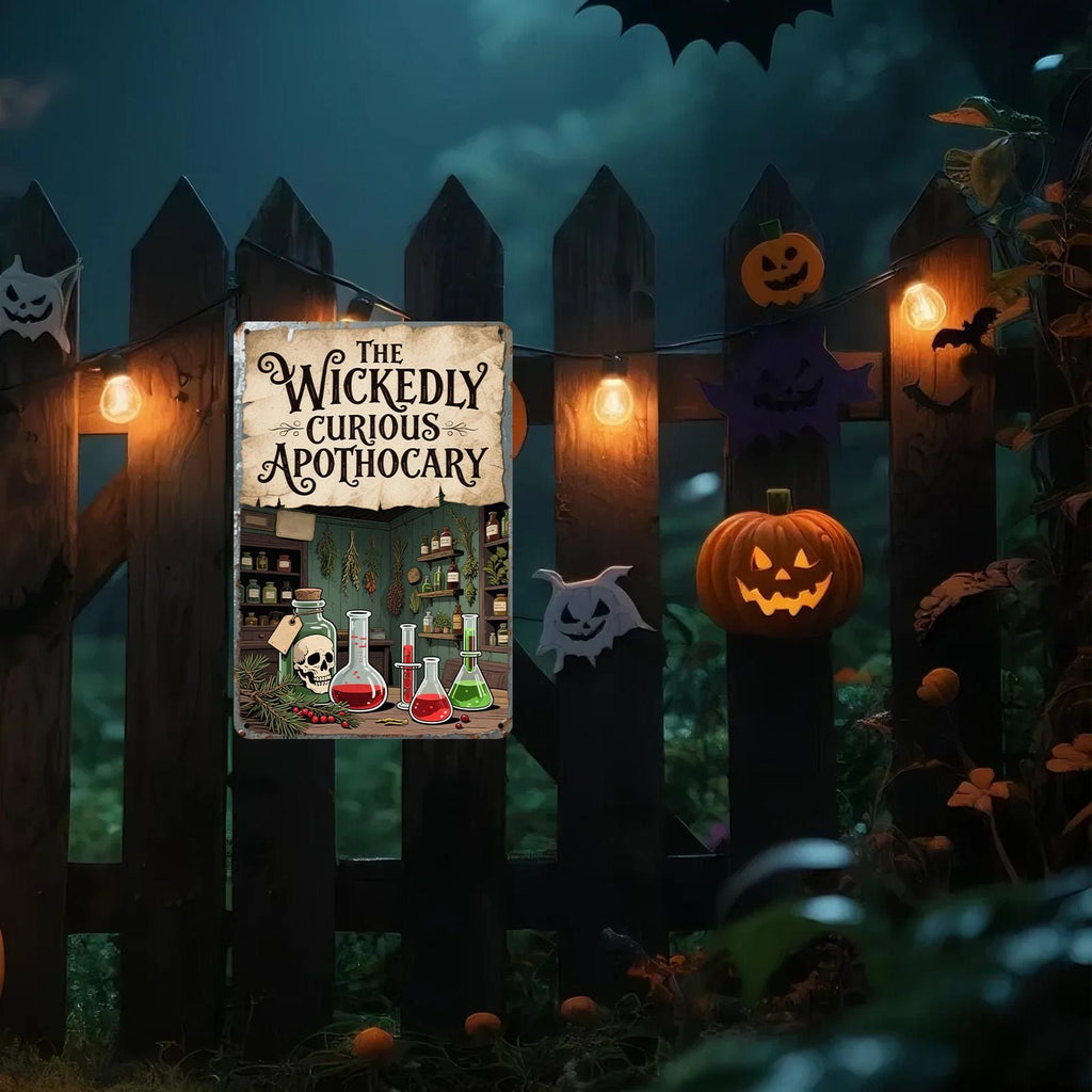 Apothecary Metal Sign: Witch Potion, Gothic Skull Decor