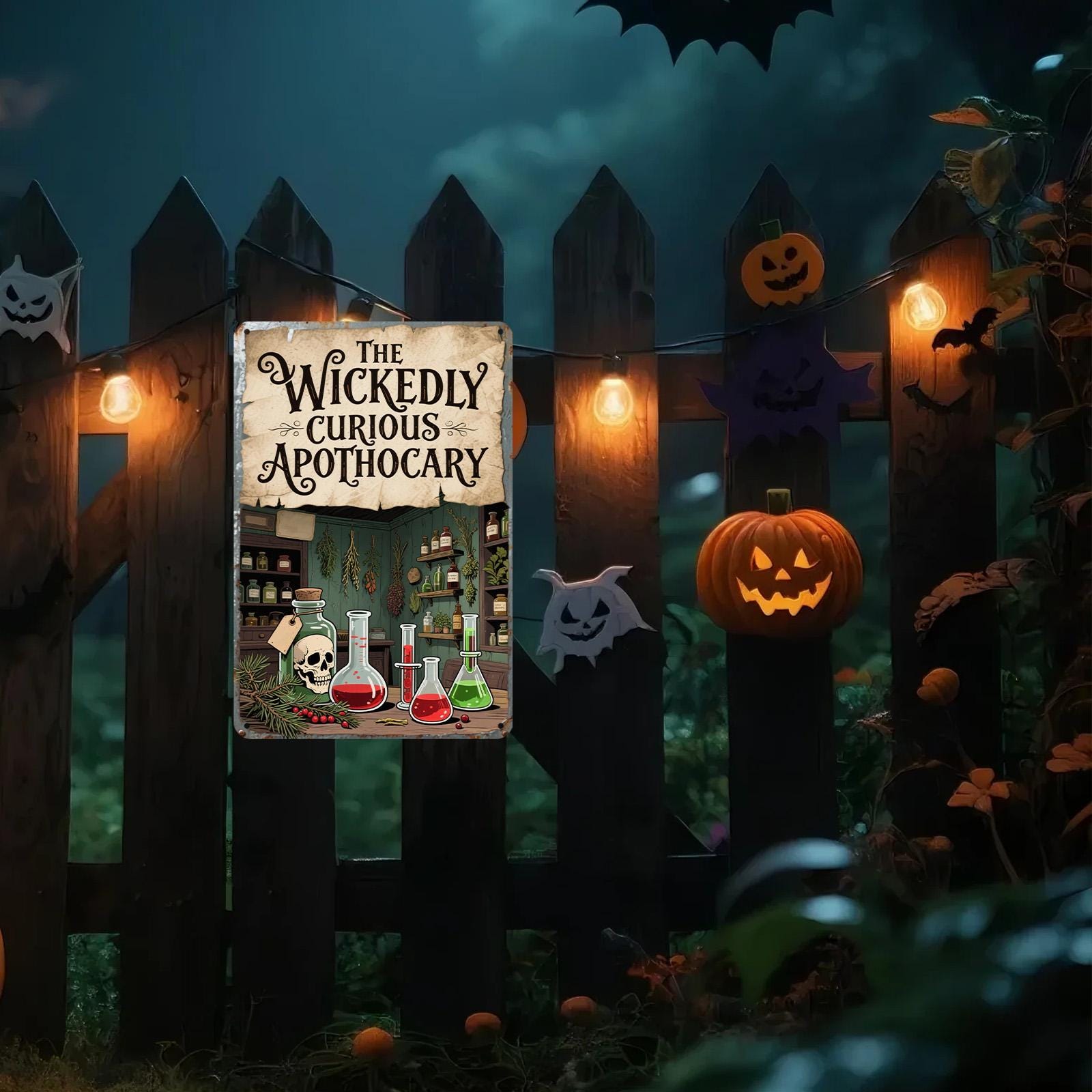 Apothecary Metal Sign: Witch Potion, Gothic Skull Decor