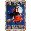 Hexen Metallschild | Feministische Gothic Dekoration Vintage Besen Mondkunst