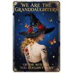 Witch Metal Sign: Gothic Roses, Butterfly Tattoo, Feminist Decor