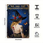 Witch Metal Sign: Gothic Roses, Butterfly Tattoo, Feminist Decor