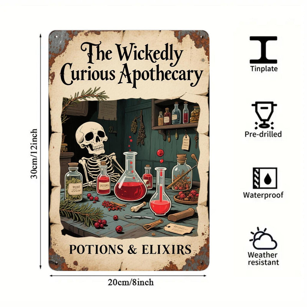 Gothic Apothecary Metal Sign: Halloween Potion Decor - 8x12