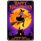 Halloween Hexe Metallschild | Gruseliges Schloss, Fledermäuse, Vollmond