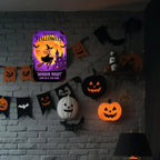 Halloween Hexe Metallschild | Gruseliges Schloss, Fledermäuse, Vollmond
