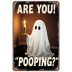Lustiges Geister-Badezimmer-Metallschild | Gruselige Halloween-Toilettendekoration
