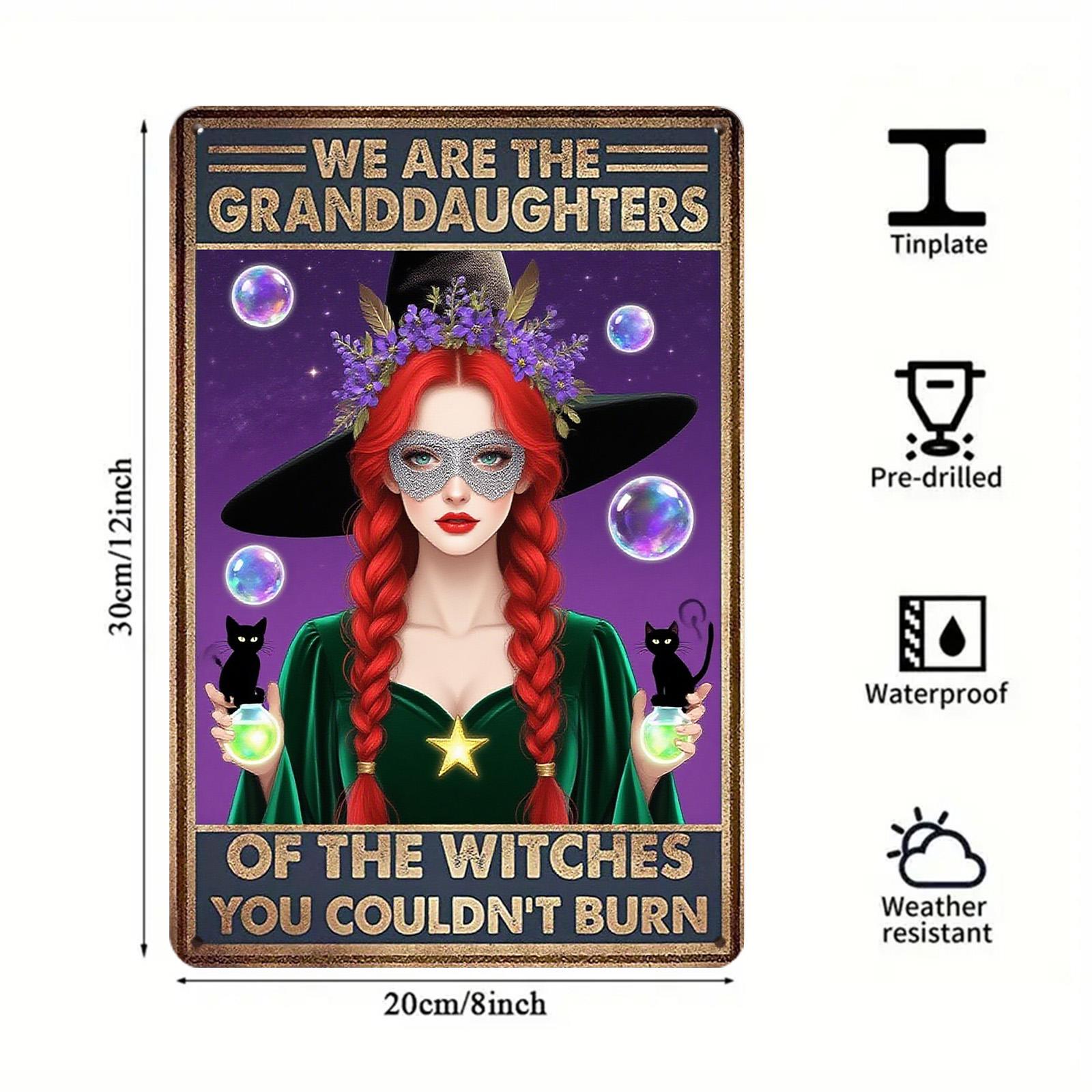 Witch Wall Art Metal Sign: Gothic Black Cats & Magic Potion Decor